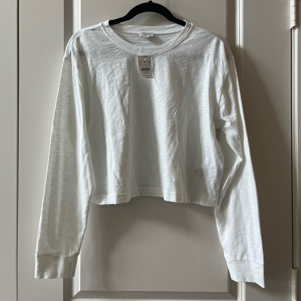 White Long Sleeve Crop Top